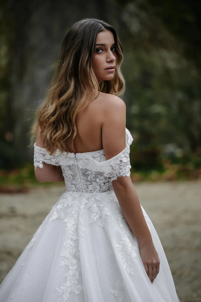 Abella by Allure "Lorena" Off Shoulder Lace Bridal Gown E463 - Image 3