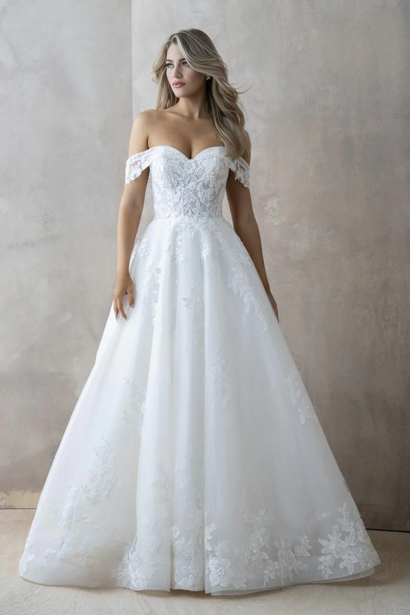 Abella by Allure "Lorena" Off Shoulder Lace Bridal Gown E463 - Image 4