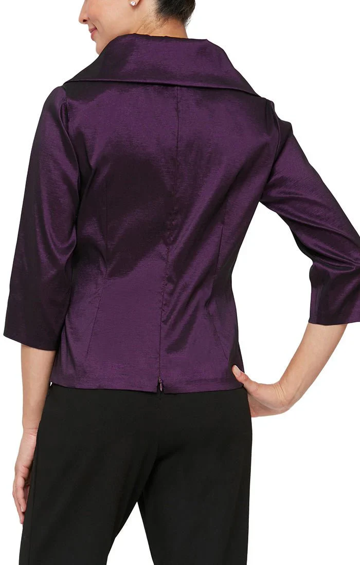 Alex Evenings 3/4 Sleeve Stretch Taffeta Blouse with Tie Waist Detail 8366625 - Image 6