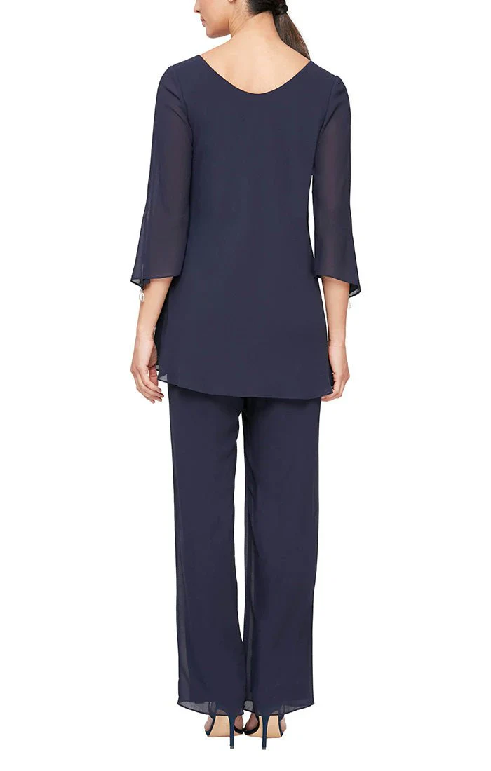 Alex Evenings Frilled Top Chiffon Pantsuit 8192002 - Image 2