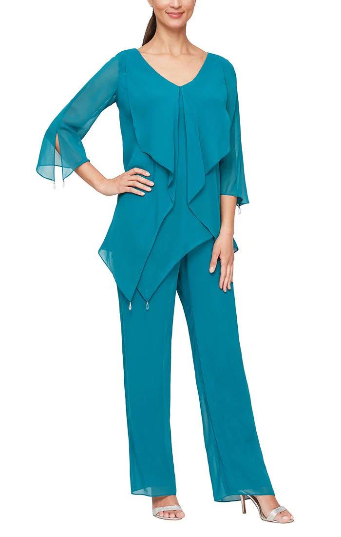 Alex Evenings Frilled Top Chiffon Pantsuit 8192002 - Image 5