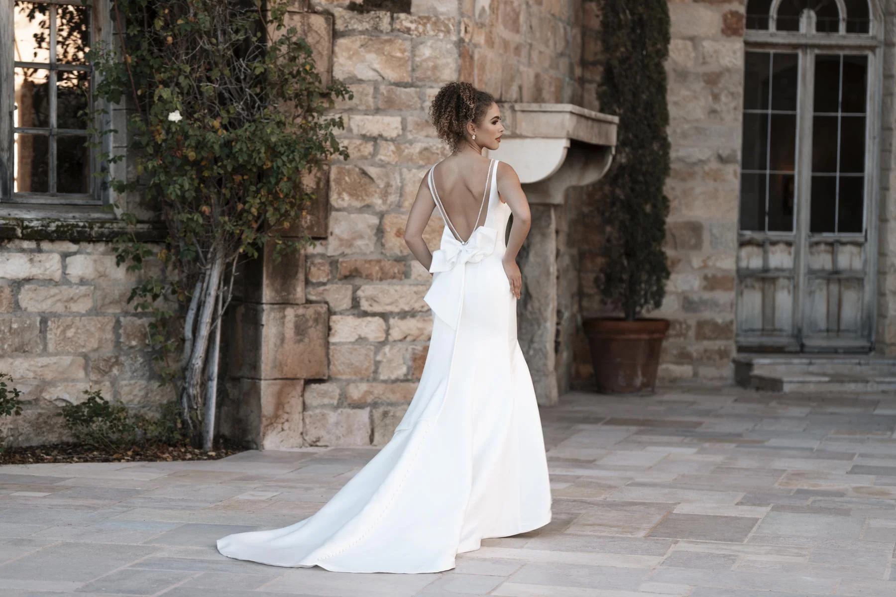 Allure Bridals Fitted Bow Back Mikado Bridal Gown A1258 - Image 3