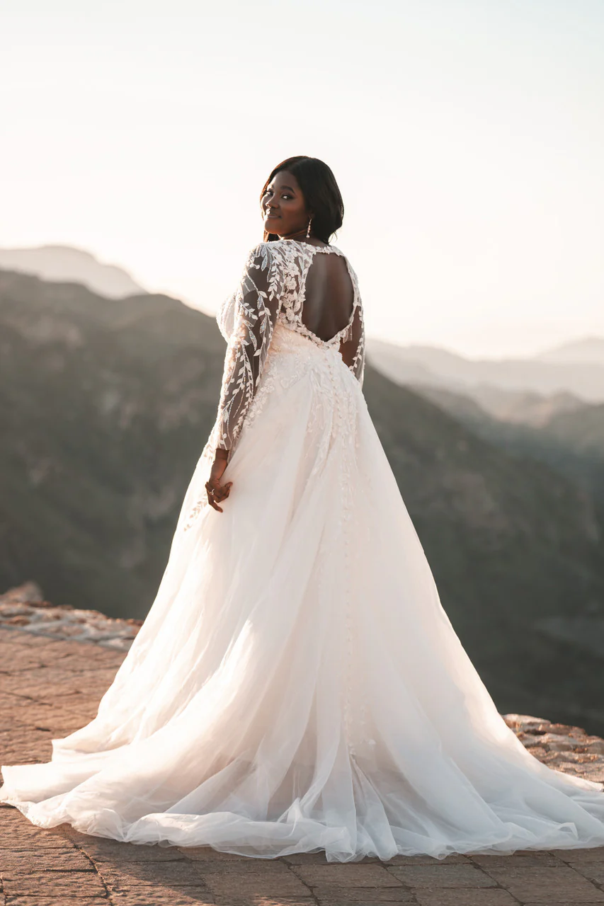 Allure Bridals Long Sleeve Lace Bridal Gown R3708 - Image 9