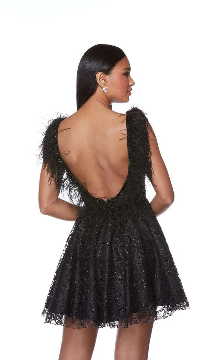 Alyce Paris A-Line Feather Homecoming Dress 3174 - Image 2