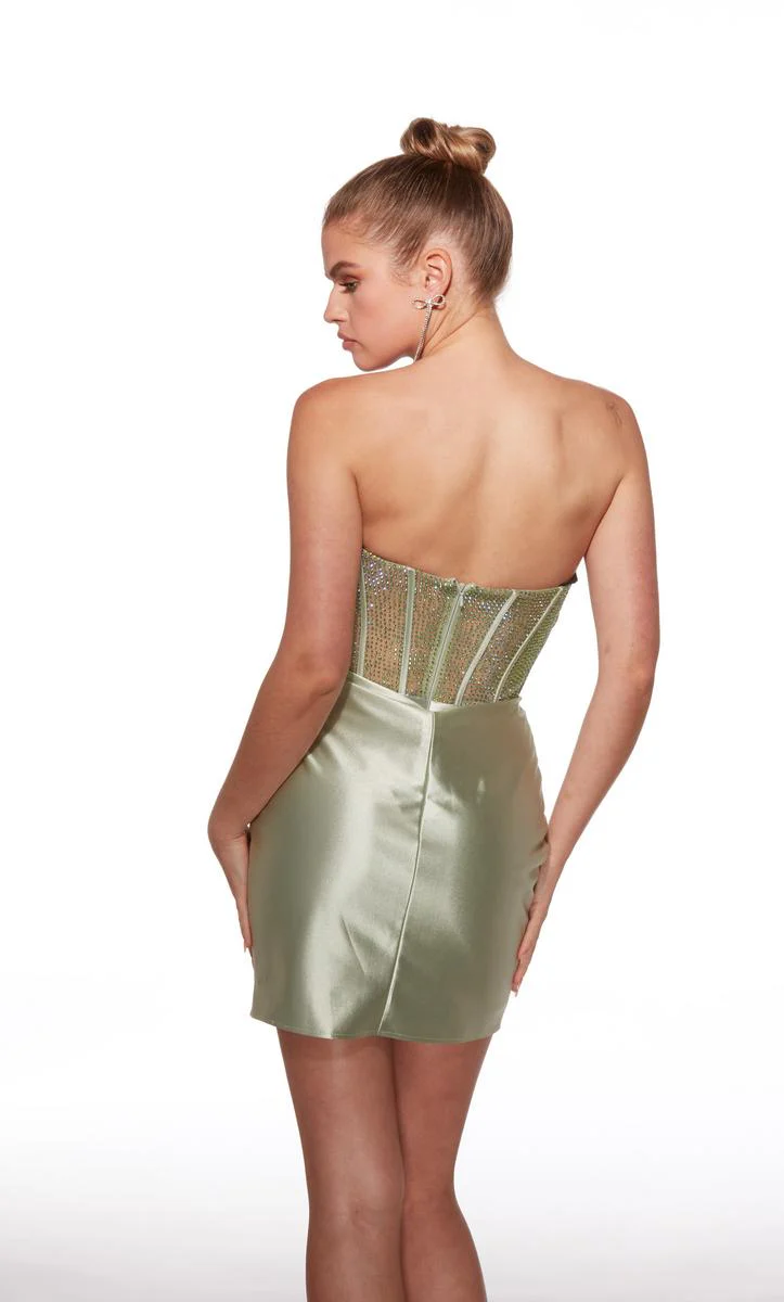 Alyce Paris Satin Beaded Corset Mini HoCo Dress 40054 - Image 2