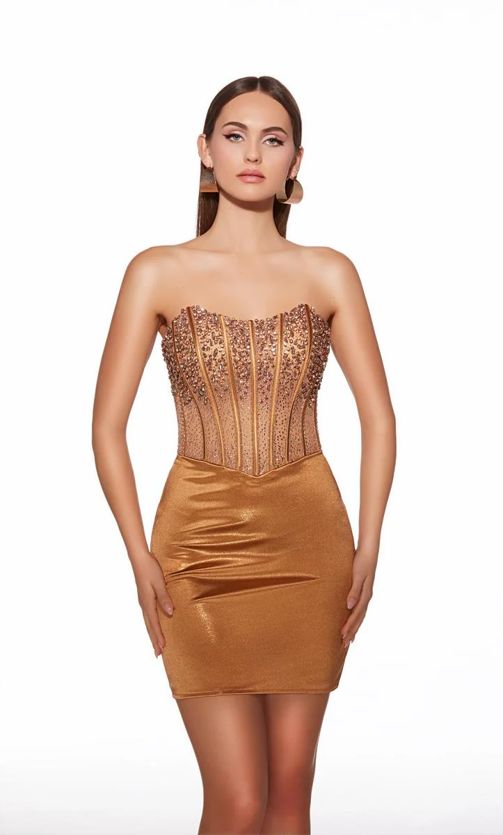 Alyce Paris Strapless Beaded Short Dress 40122 - Image 5