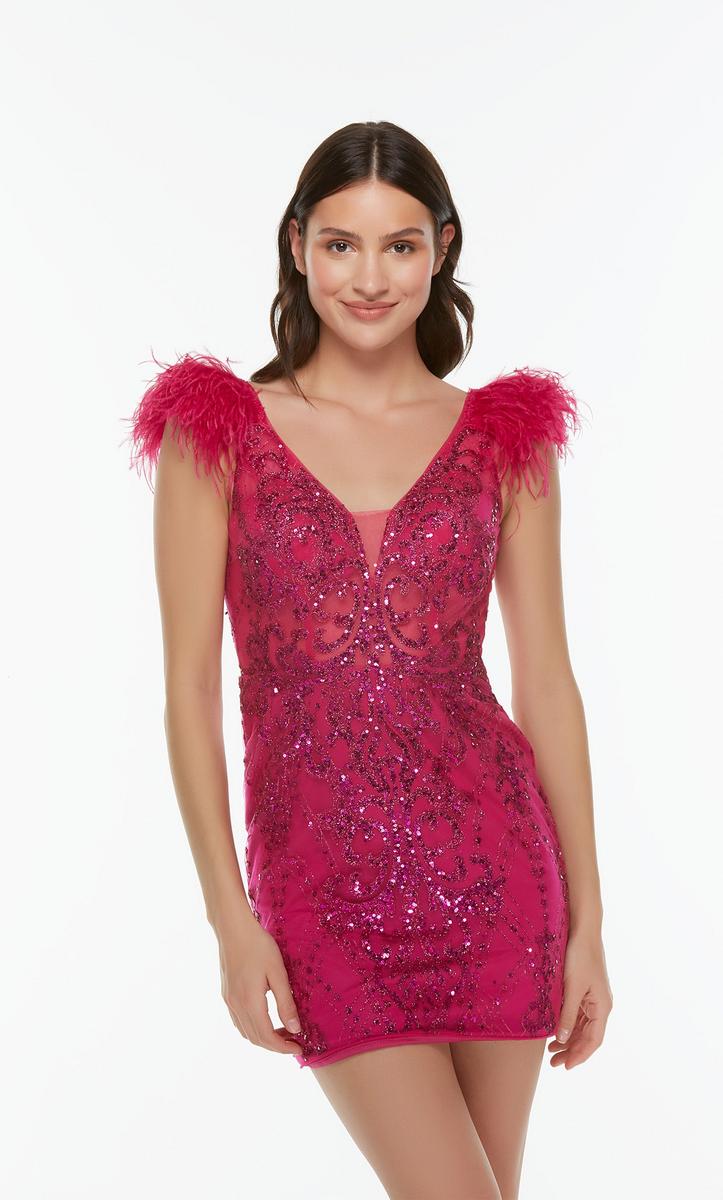 Alyce Short Feather Dress 4501 - Image 3