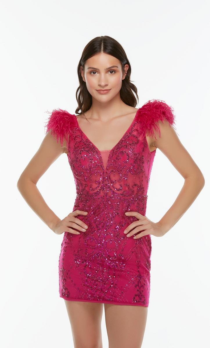 Alyce Short Feather Dress 4501 - Image 8