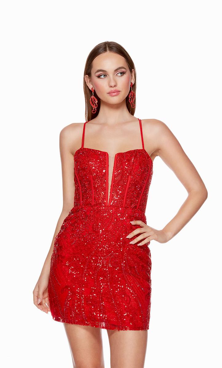 Alyce Paris Sequin Lace Homecoming Dress 4617 - Image 3