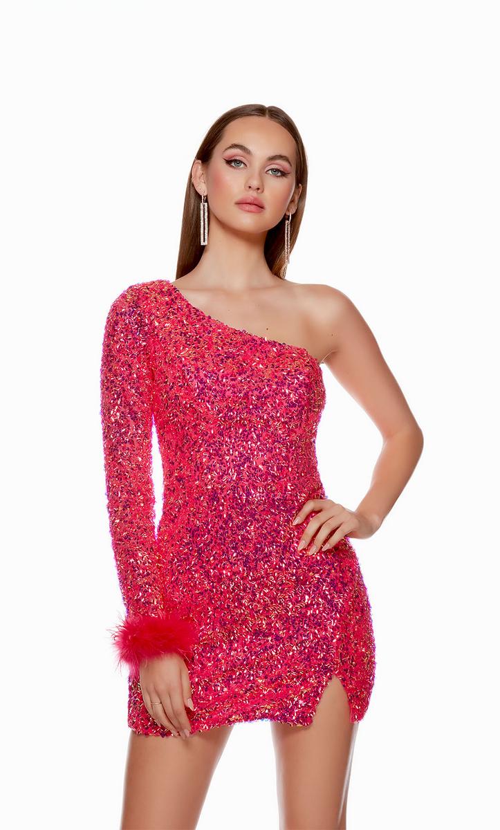 Alyce Paris One Shoulder Sequin HoCo Dress 4752 - Image 3