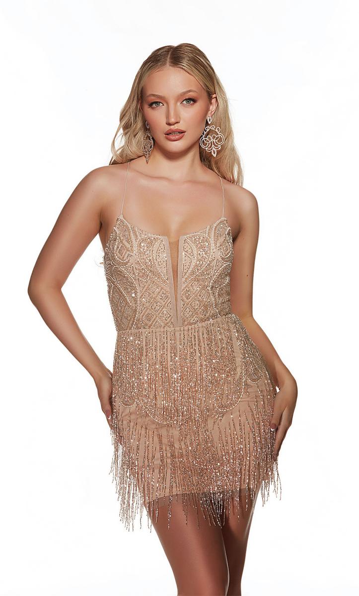 Alyce Paris Sequin Fringe Homecoming Dress 4807 - Image 5