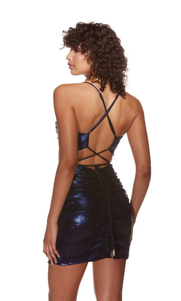 Alyce Metallic Keyhole Cut Out Homecoming Dress 4845 - Image 2