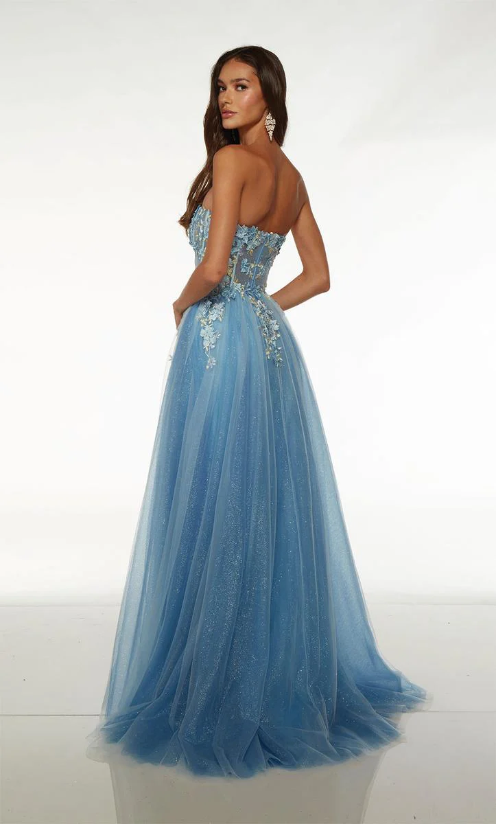 Alyce 3D Floral A-Line Prom Dress 61634 - Image 2