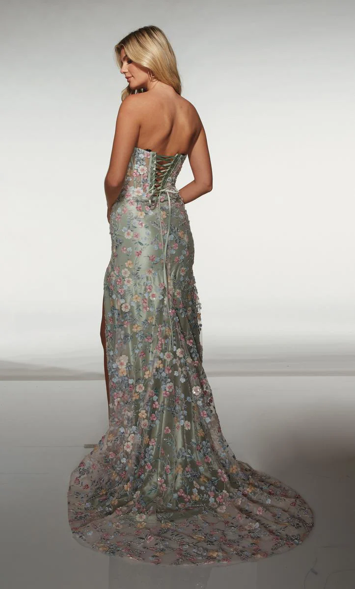 ALYCE Paris Strapless 3D Flower Fabric Prom Dress 62178 - Image 2
