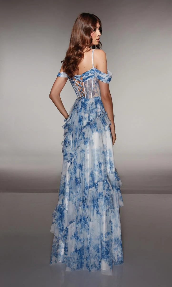 ALYCE Paris A-Line Floral Print Tulle Prom Dress 62212 - Image 2