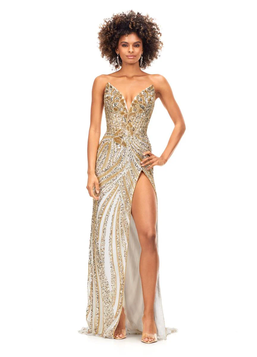 ASHLEYlauren Beaded Strapless Prom Dress 11236 - Image 44