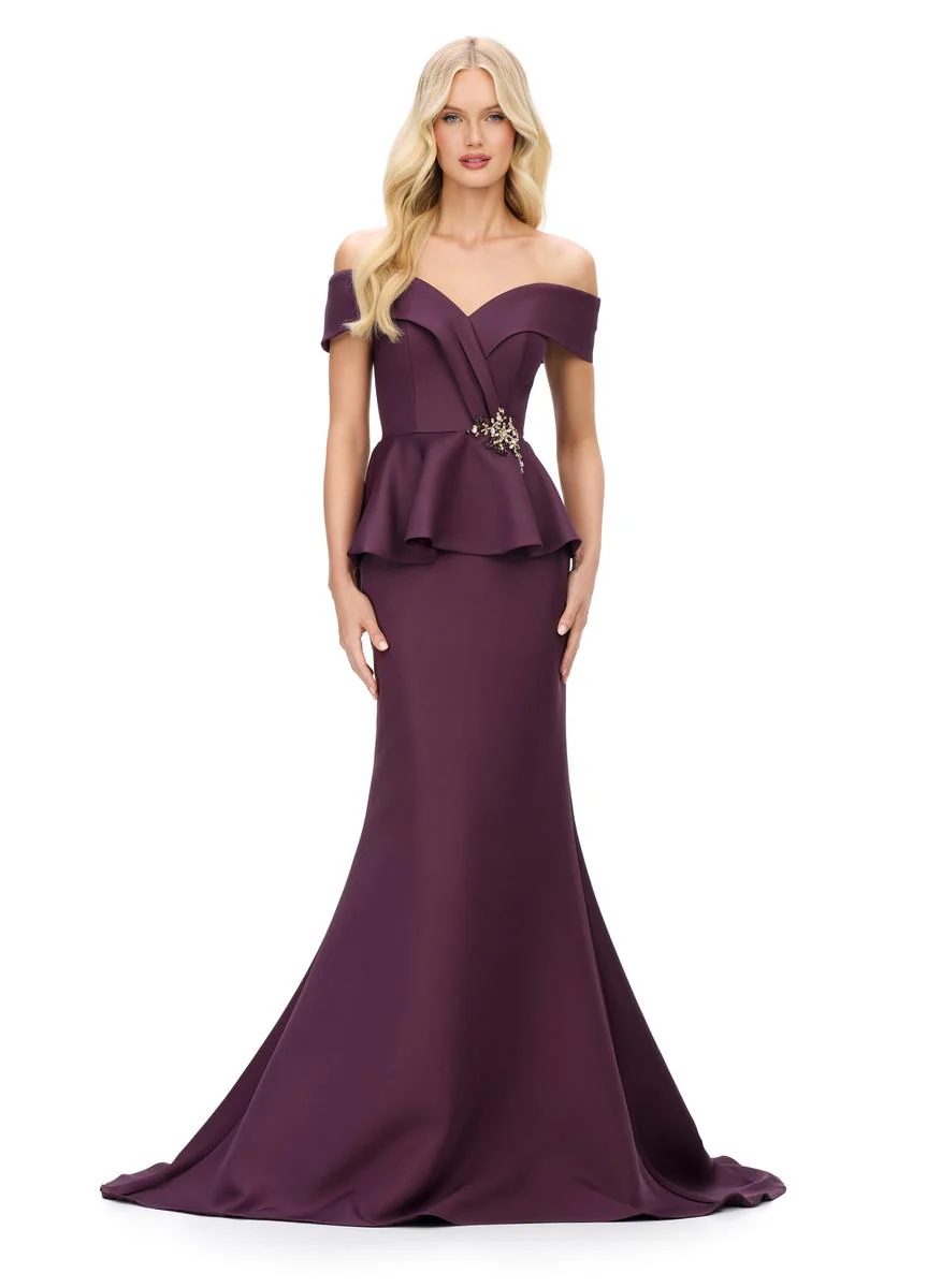 ASHLEYlauren Off Shoulder Evening Dress 11710 - Image 3