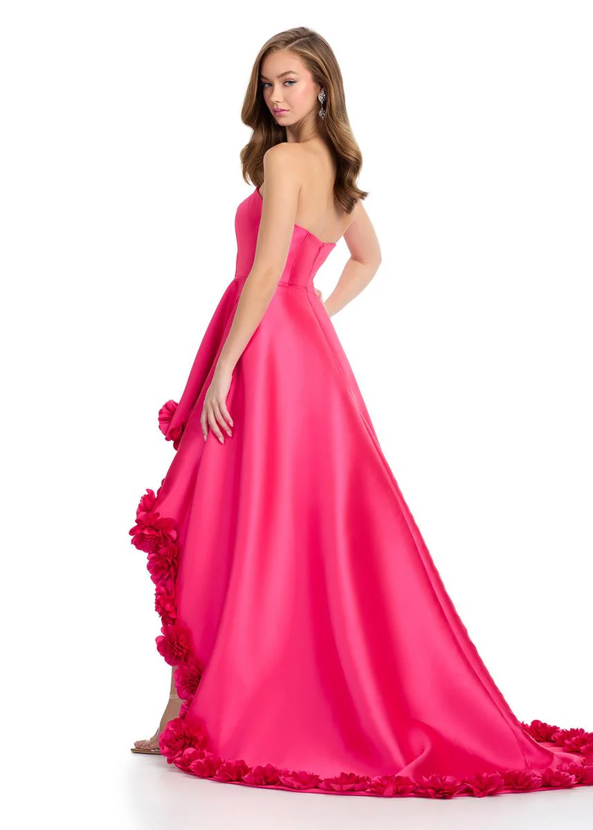 ASHLEYlauren High Low 3D Floral Prom Dress 11970 - Image 4