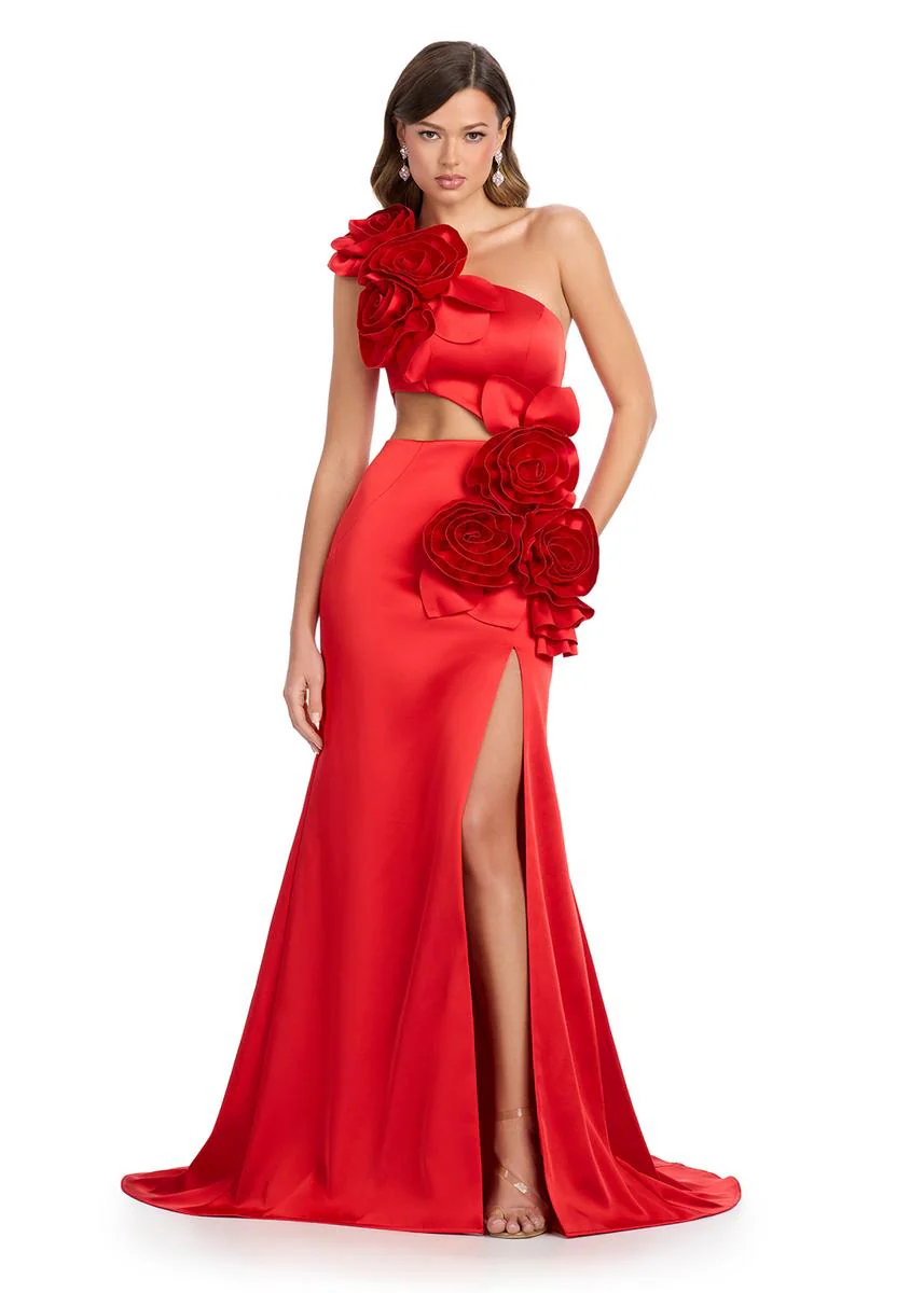 ASHLEYlauren Dress 3D Floral Cut Out Prom Dress 12015 - Image 3