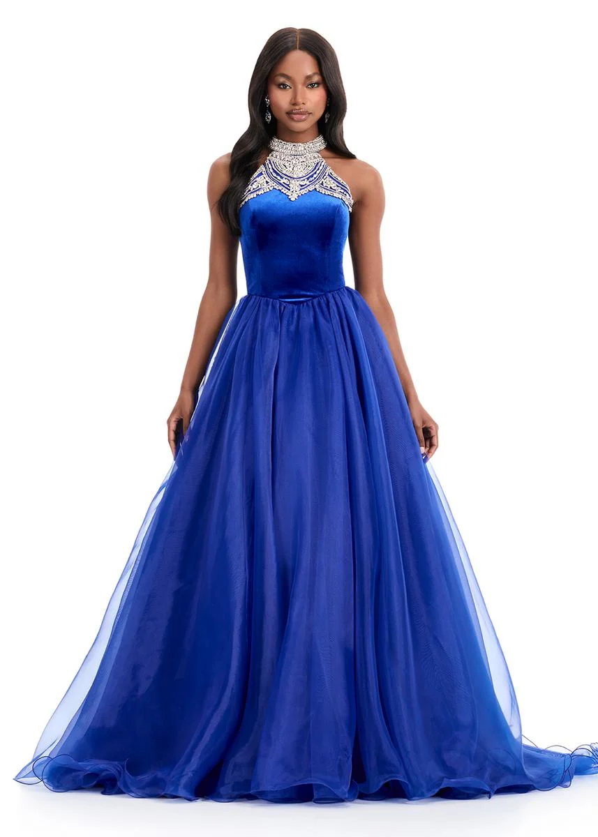 ASHLEYlauren High Neck Long Prom Dress 12050 - Image 3