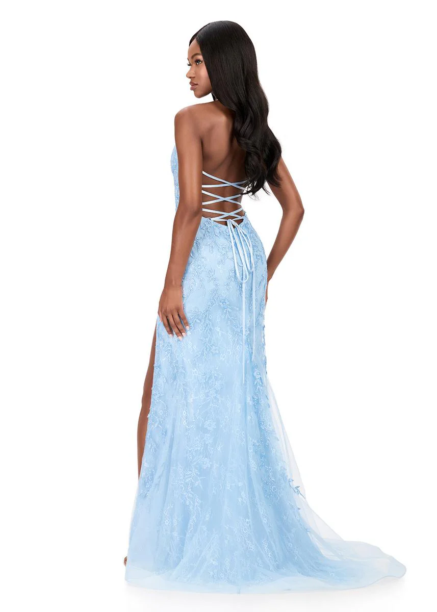 ASHLEYlauren Lace Halter Prom Dress 12156 - Image 4