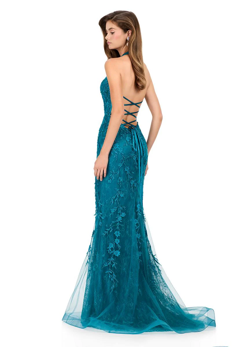 ASHLEYlauren Lace Halter Prom Dress 12156 - Image 8