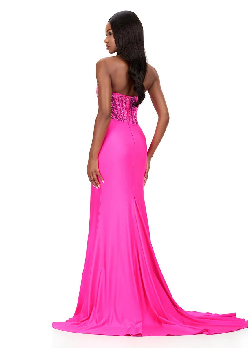 ASHLEYlauren Strapless Lace Corset Prom Dress 12168 - Image 2