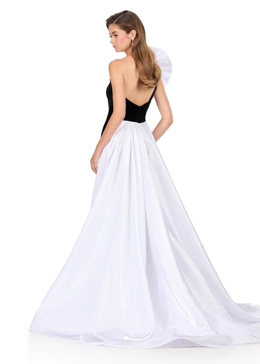 ASHLEYlauren Velvet Satin Overskirt Prom Dress 12174 - Image 4