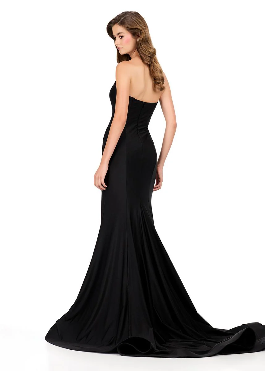 ASHLEYlauren Plunging Bead Accented Prom Dress 12191 - Image 10