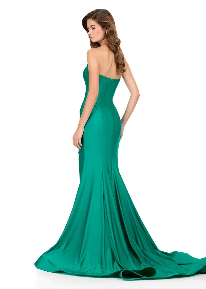 ASHLEYlauren Plunging Bead Accented Prom Dress 12191 - Image 12