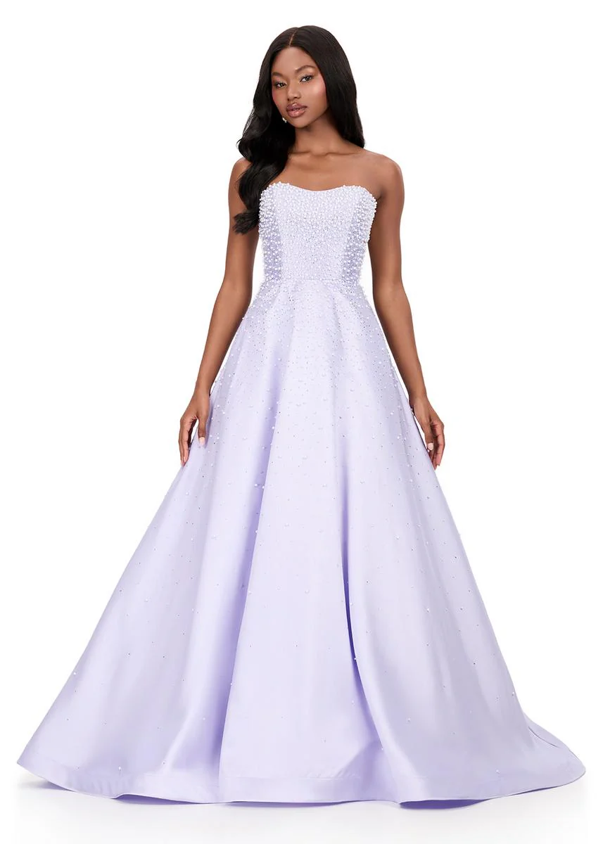 ASHLEYlauren Strapless Pearl Beaded Prom Dress 12192 - Image 15