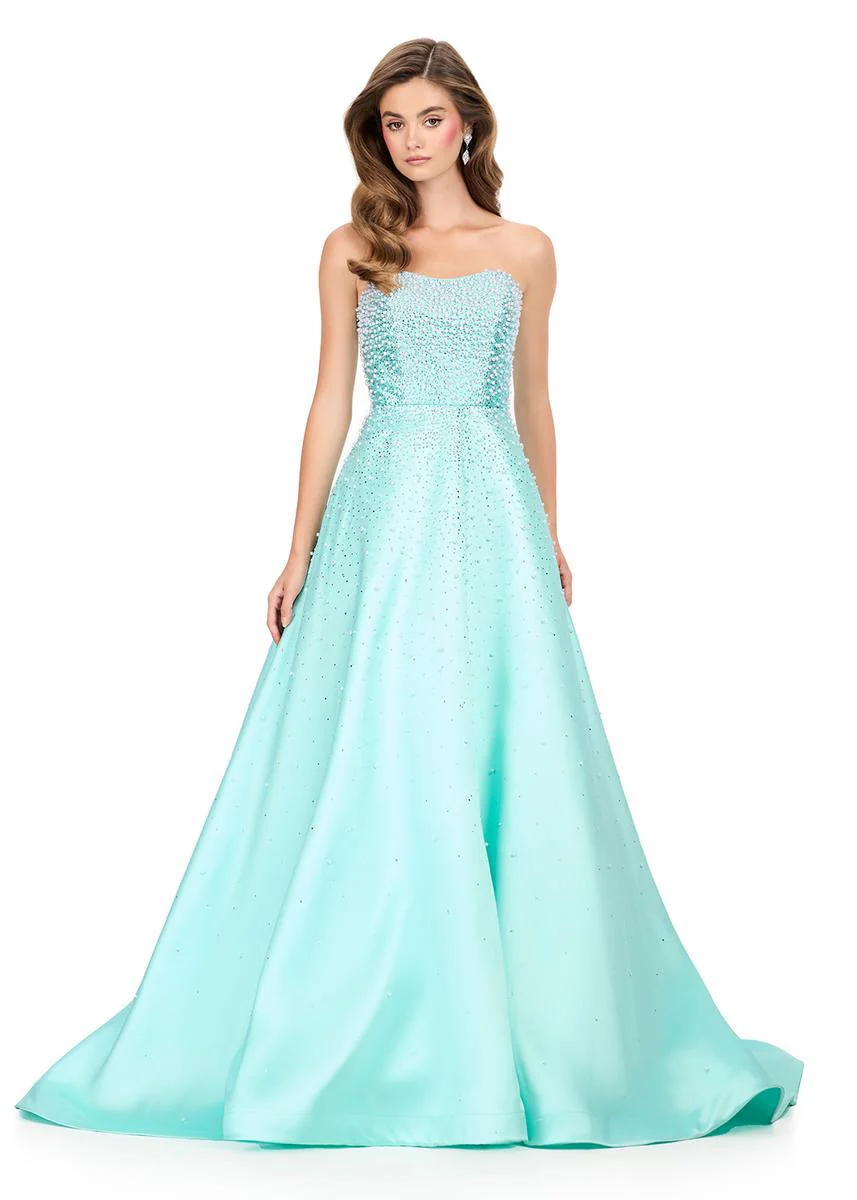 ASHLEYlauren Strapless Pearl Beaded Prom Dress 12192 - Image 5