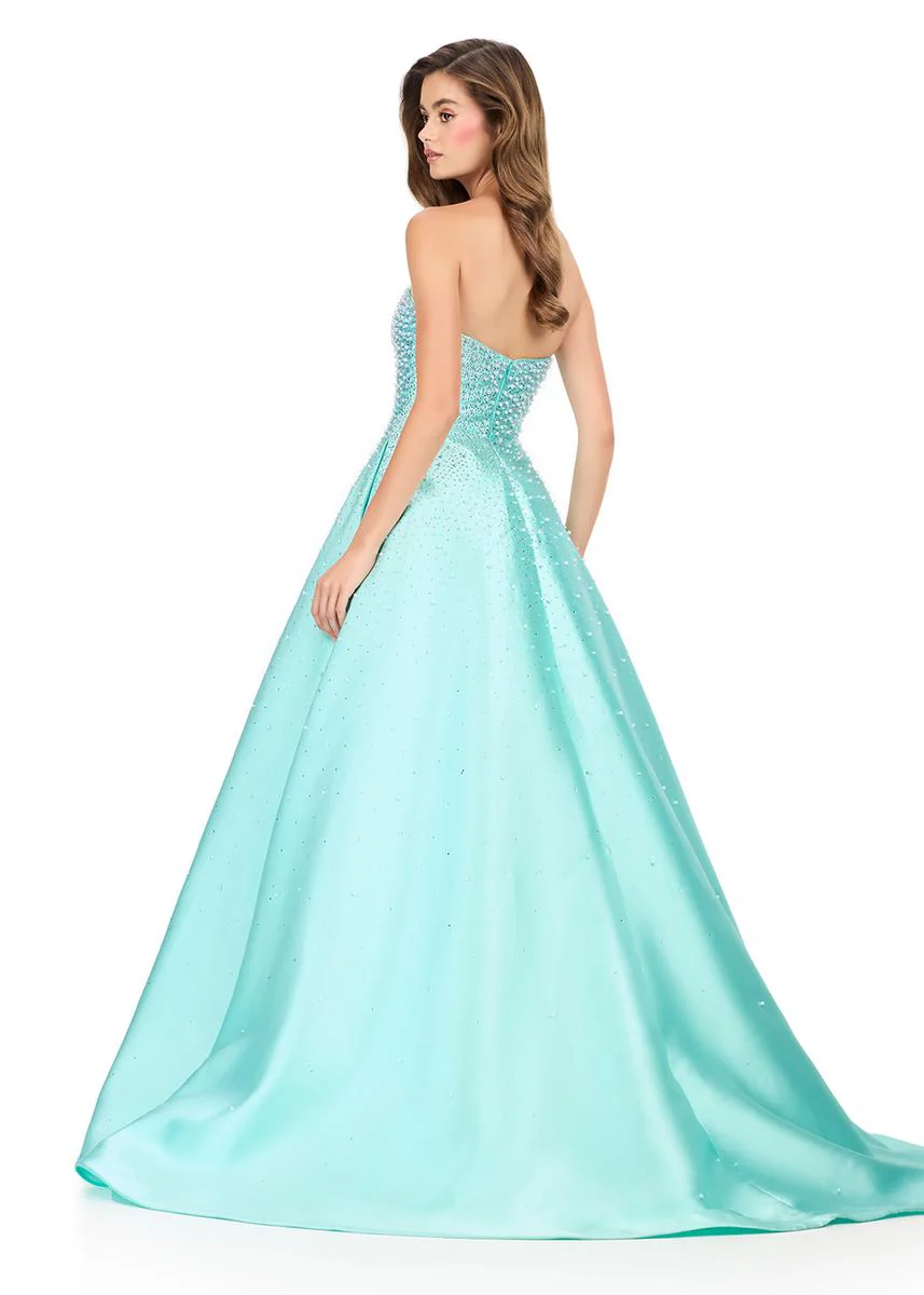 ASHLEYlauren Strapless Pearl Beaded Prom Dress 12192 - Image 6