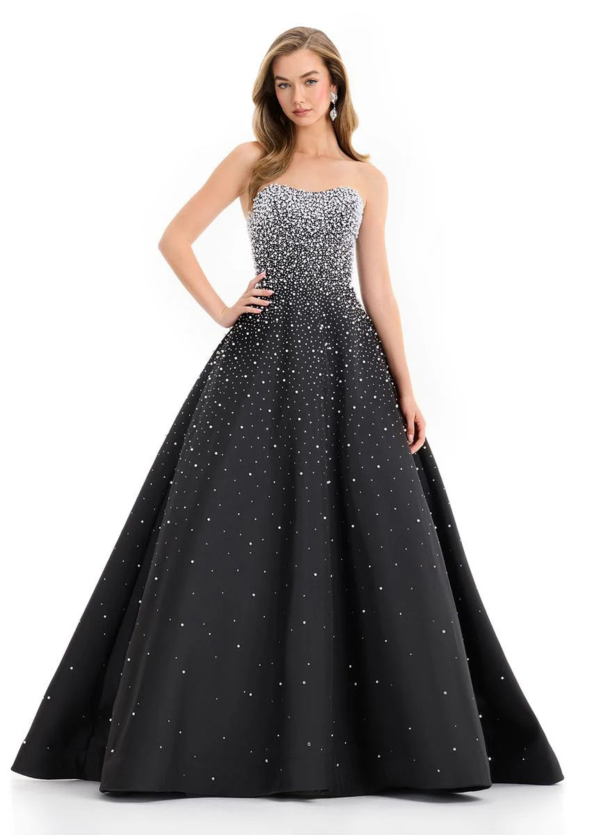 ASHLEYlauren Strapless Pearl Beaded Prom Dress 12192 - Image 9