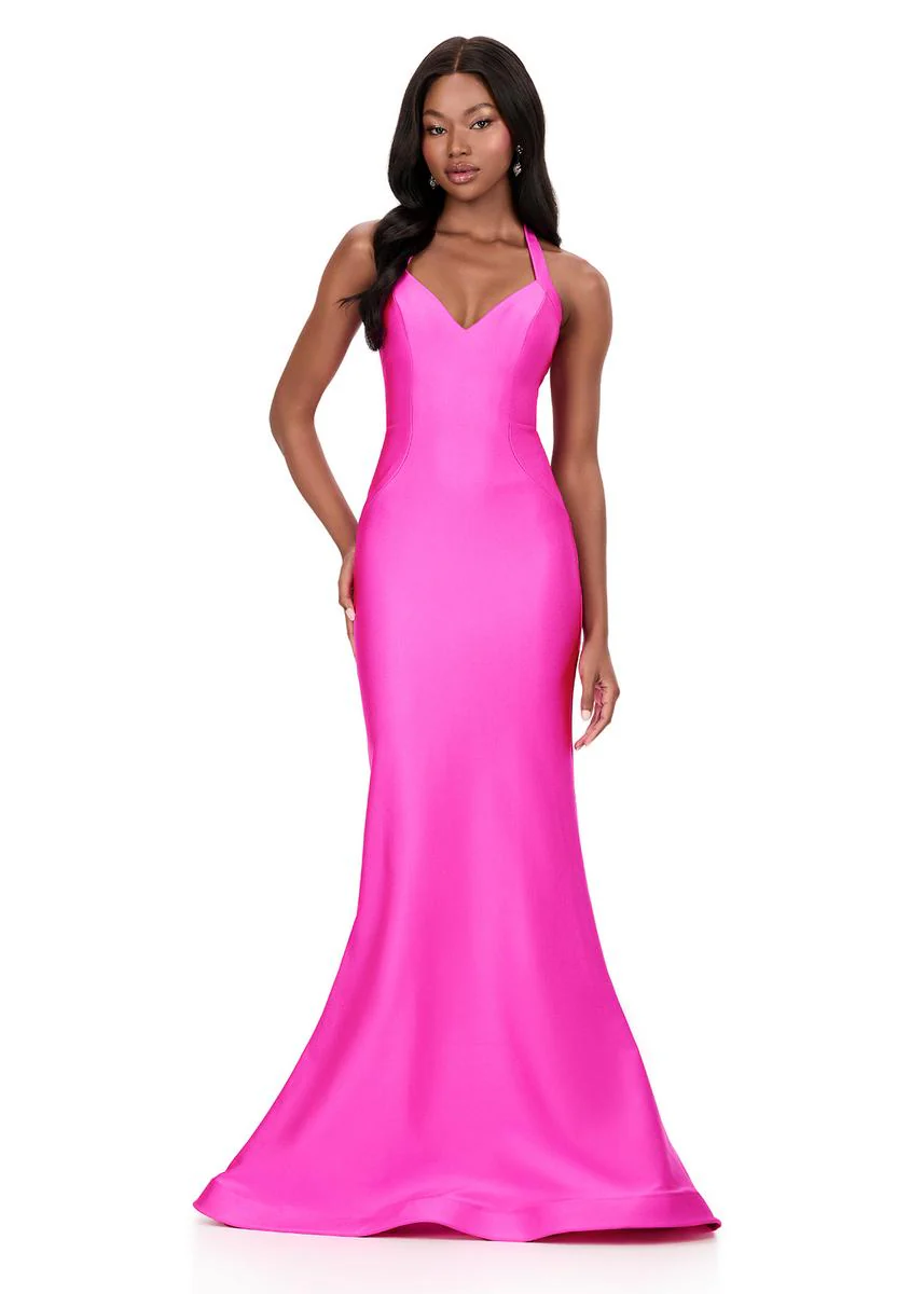 ASHLEYlauren Fitted Halter Prom Dress 12205 - Image 11