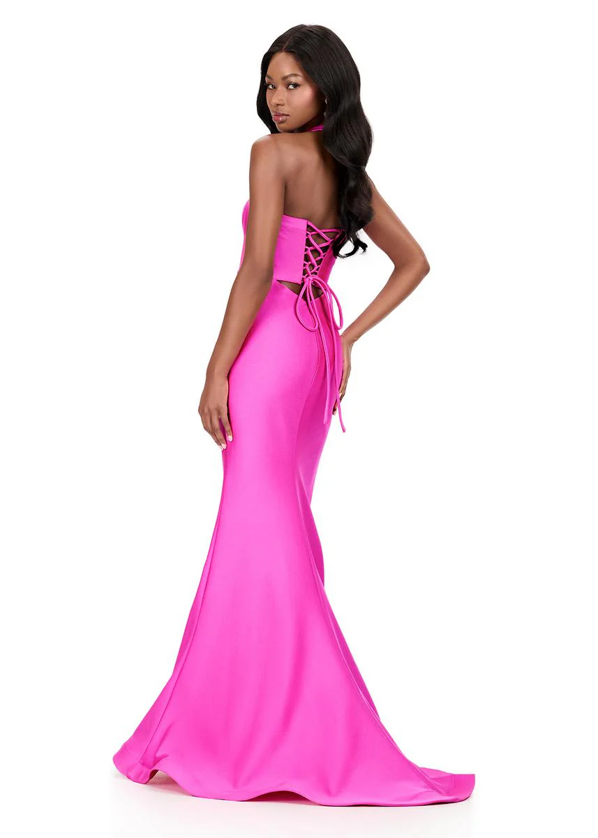 ASHLEYlauren Fitted Halter Prom Dress 12205 - Image 12