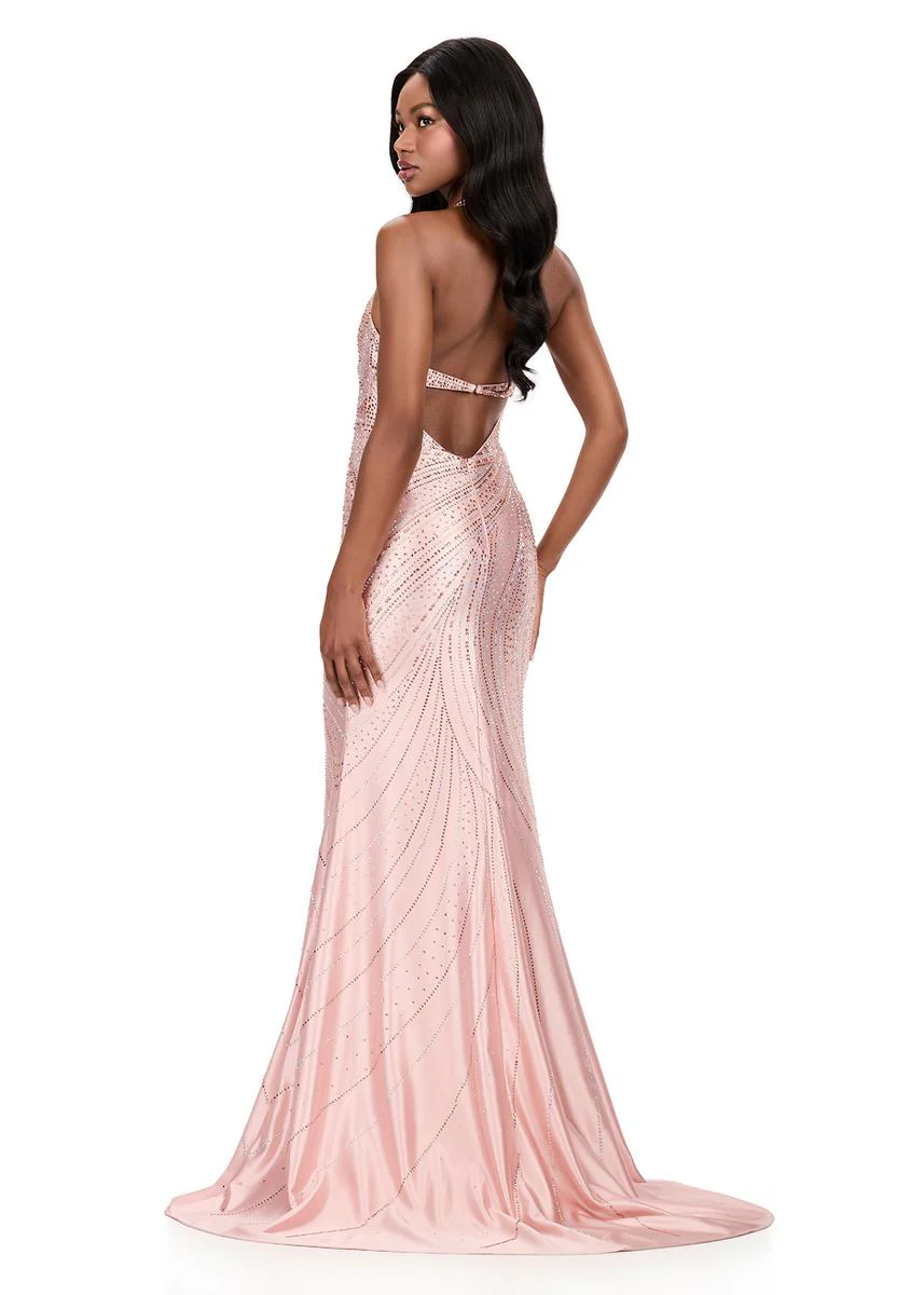 ASHLEYlauren Hot Stone Halter Prom Dress 12206 - Image 4