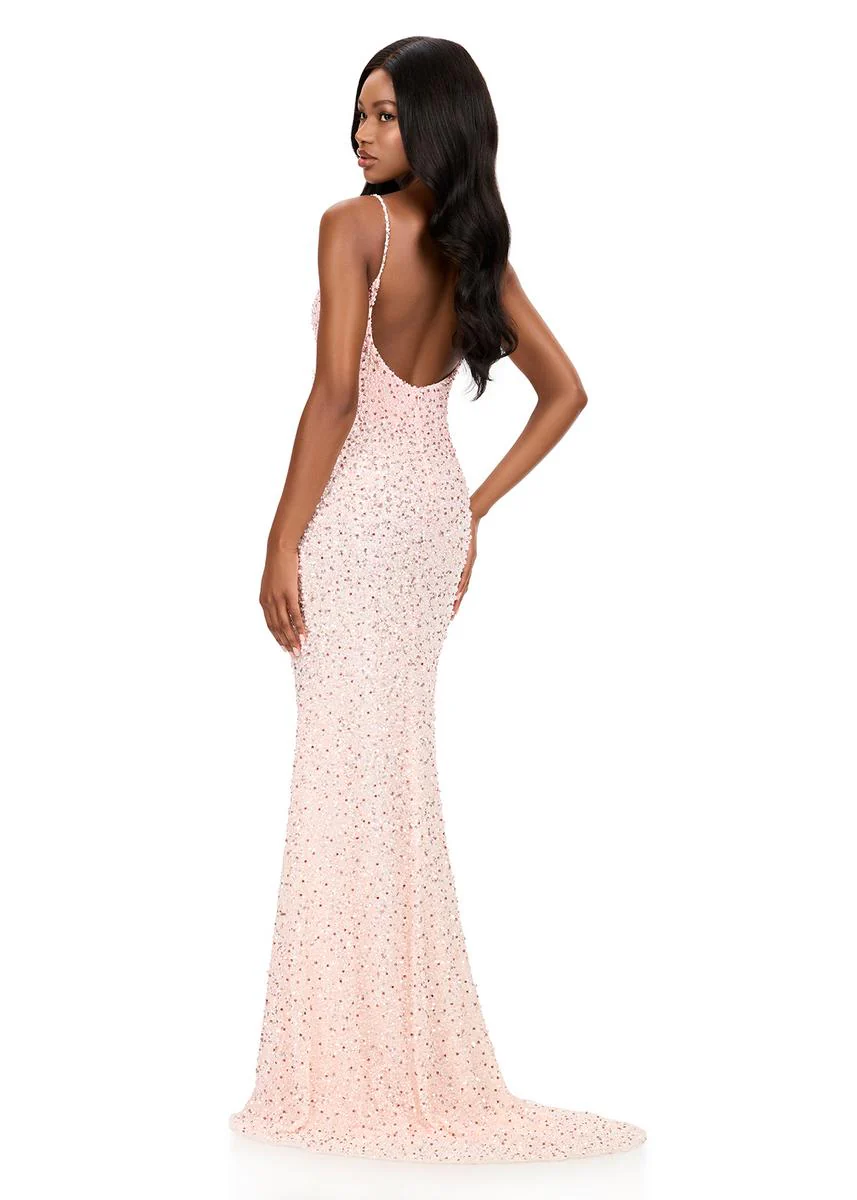 ASHLEYlauren V-Neck Open Back Prom Dress 12244 - Image 4