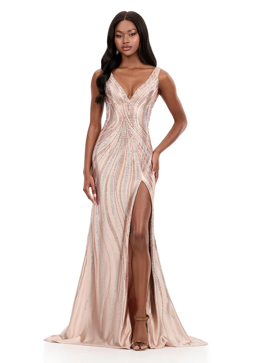 ASHLEYlauren Beaded Open Back Prom Dress 12253 - Image 14