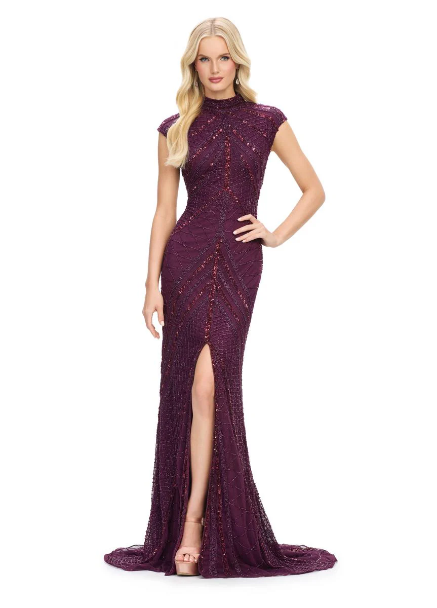 AshleyLauren Cap Sleeve Beaded Prom Dress 1624 - Image 26