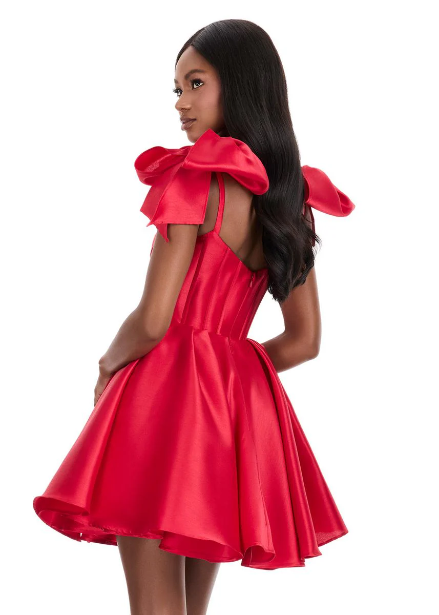 ASHLEYlauren A-Line Satin HoCo Dress 4855 - Image 2