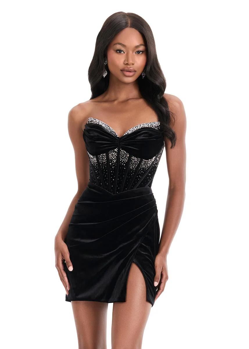 ASHLEYlauren Velvet Corset HoCo Dress 4865 - Image 7