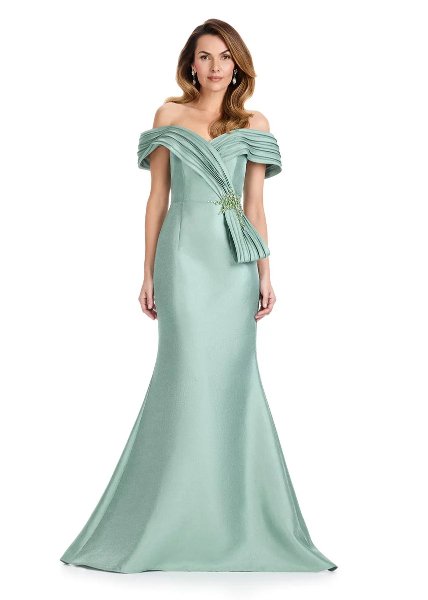ASHLEYlauren Structured Off-Shoulder Evening Gown E12103 - Image 13