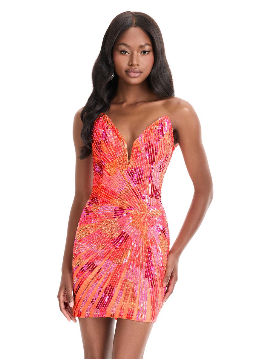ASHLEYlauren Strapless Beaded Homecoming Dress 4894 - Image 13