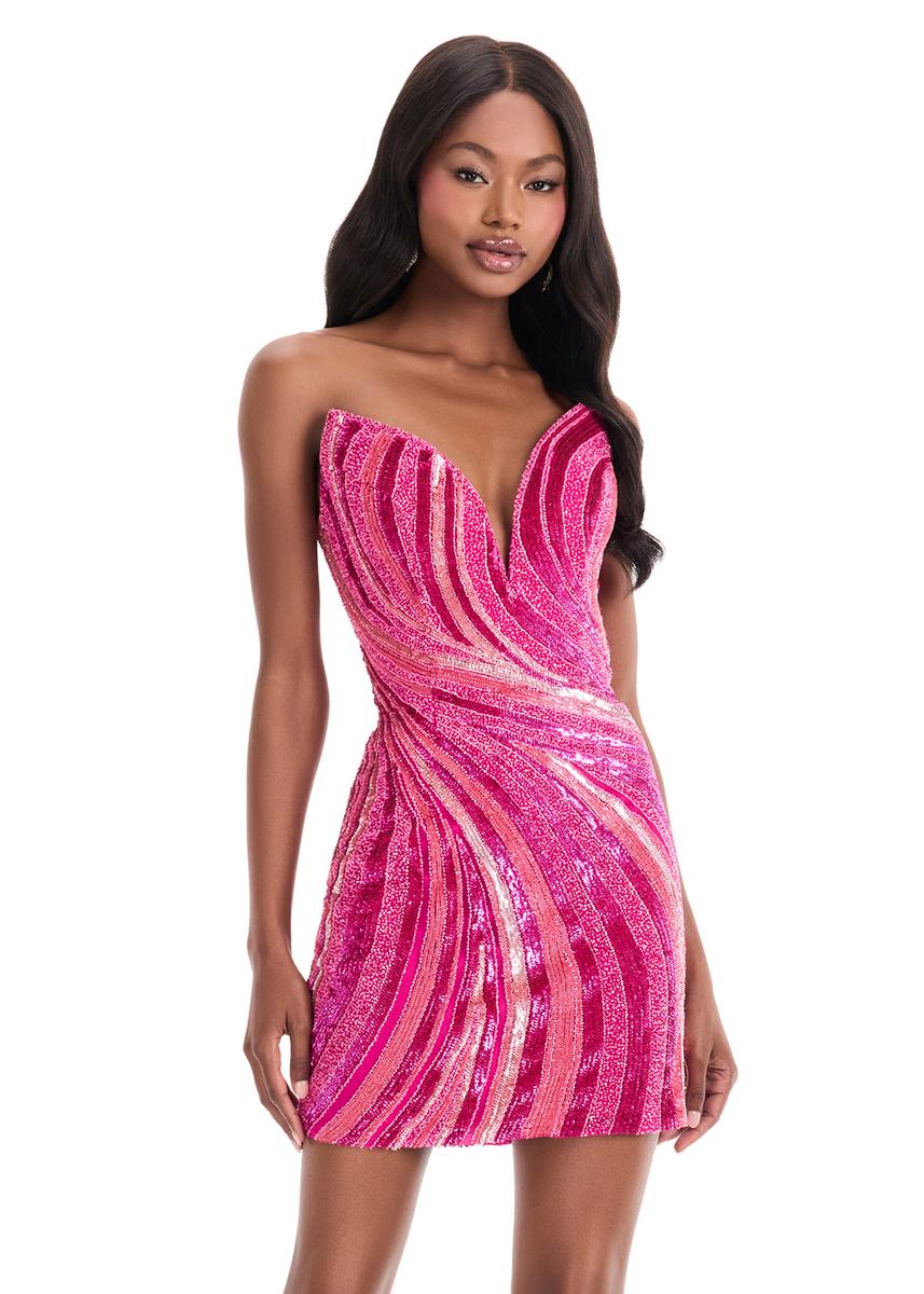 ASHLEYlauren Strapless Beaded Homecoming Dress 4932 - Image 5
