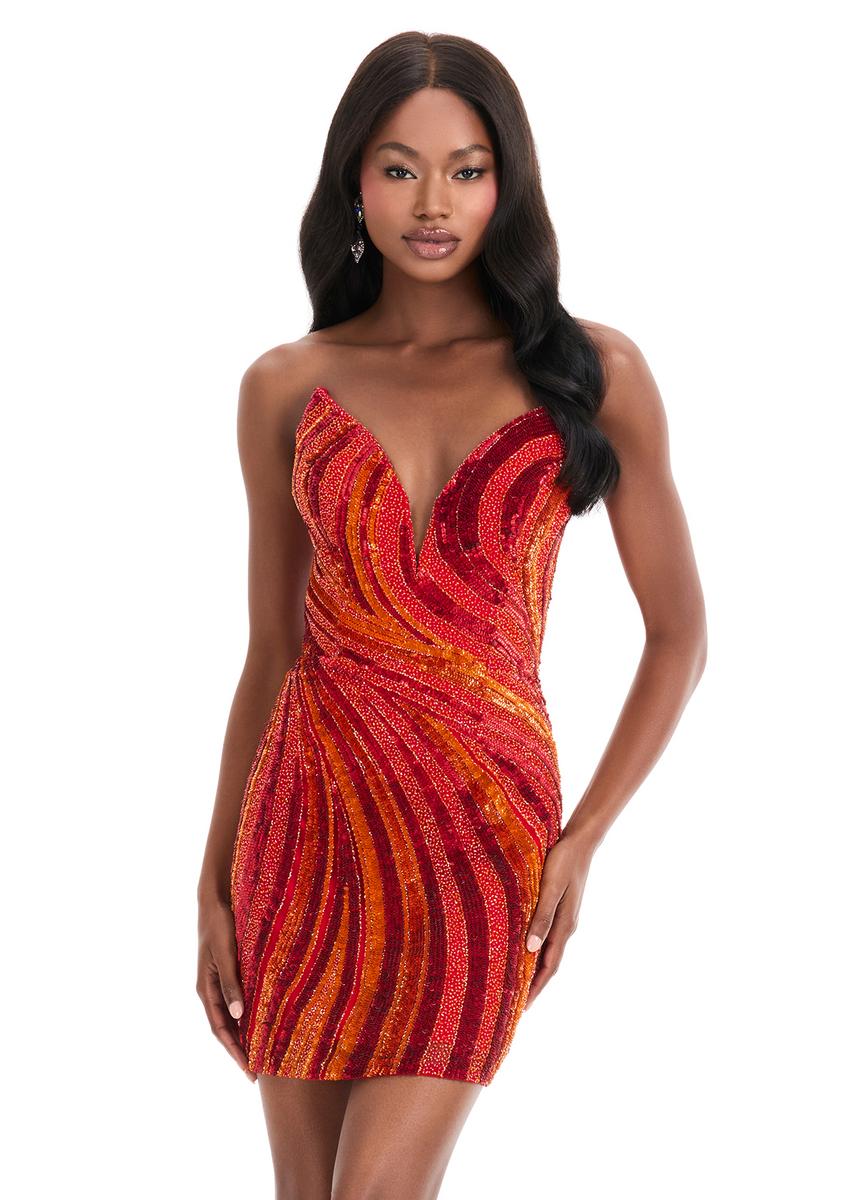 ASHLEYlauren Strapless Beaded Homecoming Dress 4932 - Image 9