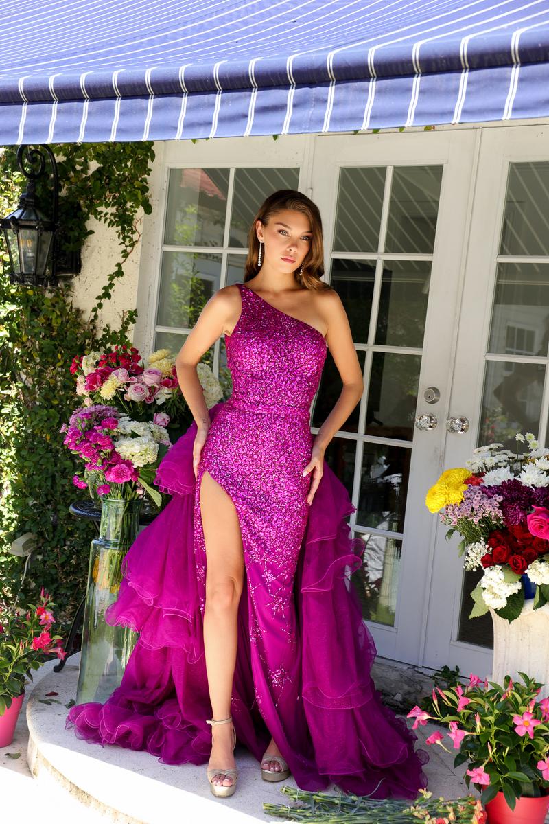 Ava Presley One Shoulder Tiered Ruffle Prom Dress 29236 - Image 5