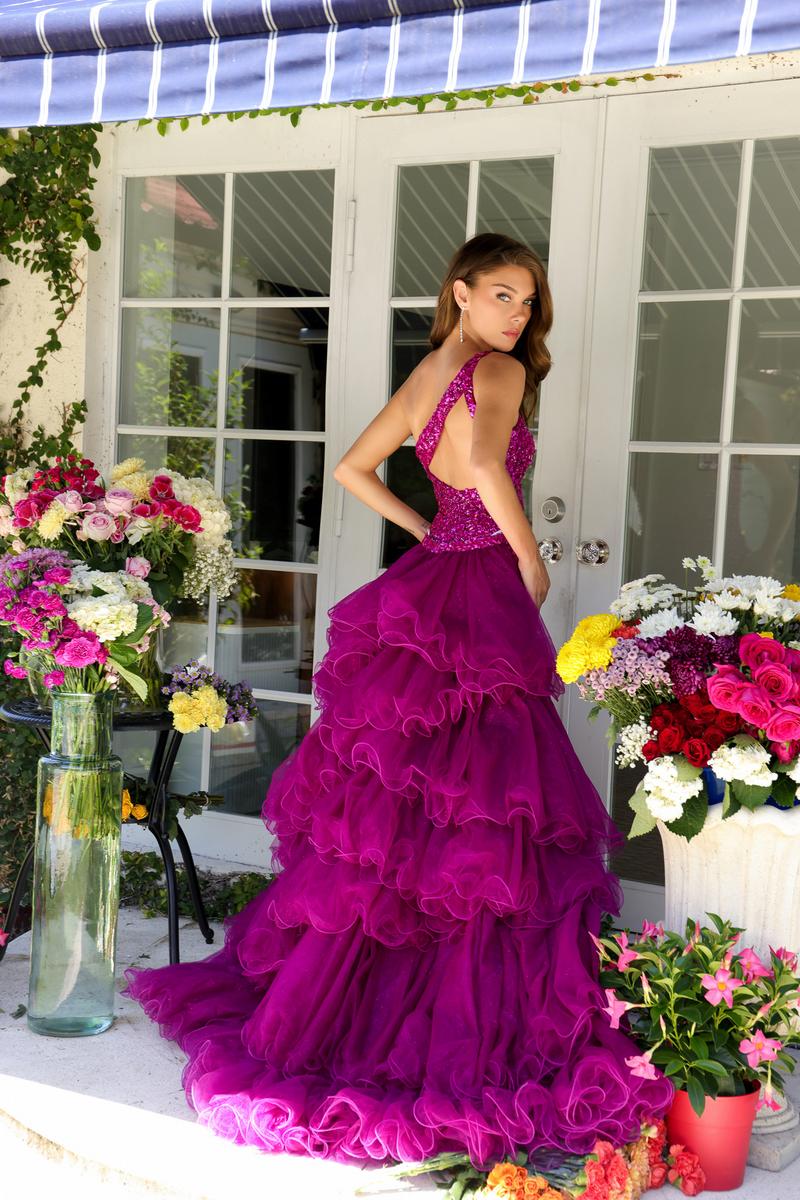 Ava Presley One Shoulder Tiered Ruffle Prom Dress 29236 - Image 6