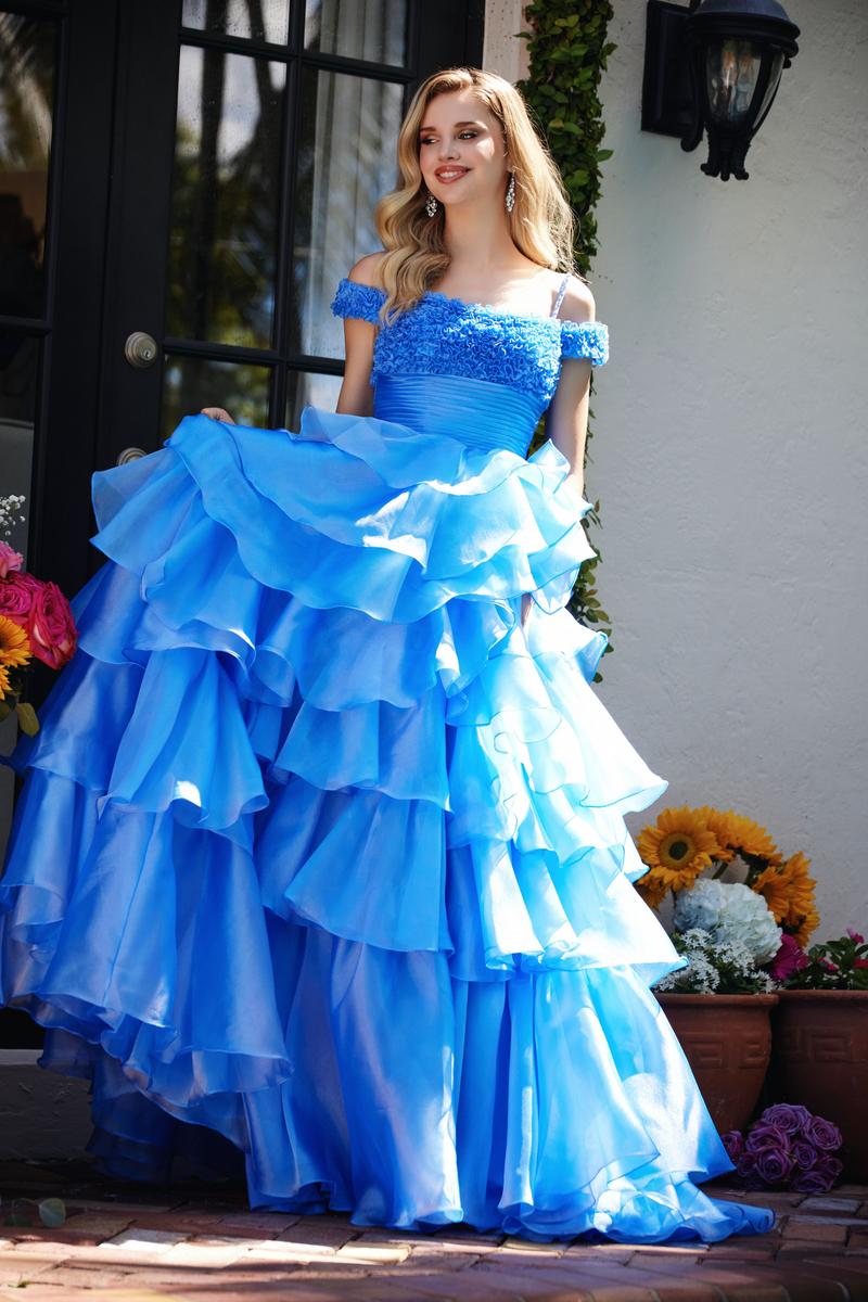 Ava Presley Off Shoulder Ruffle Prom Dress 29544 - Image 3