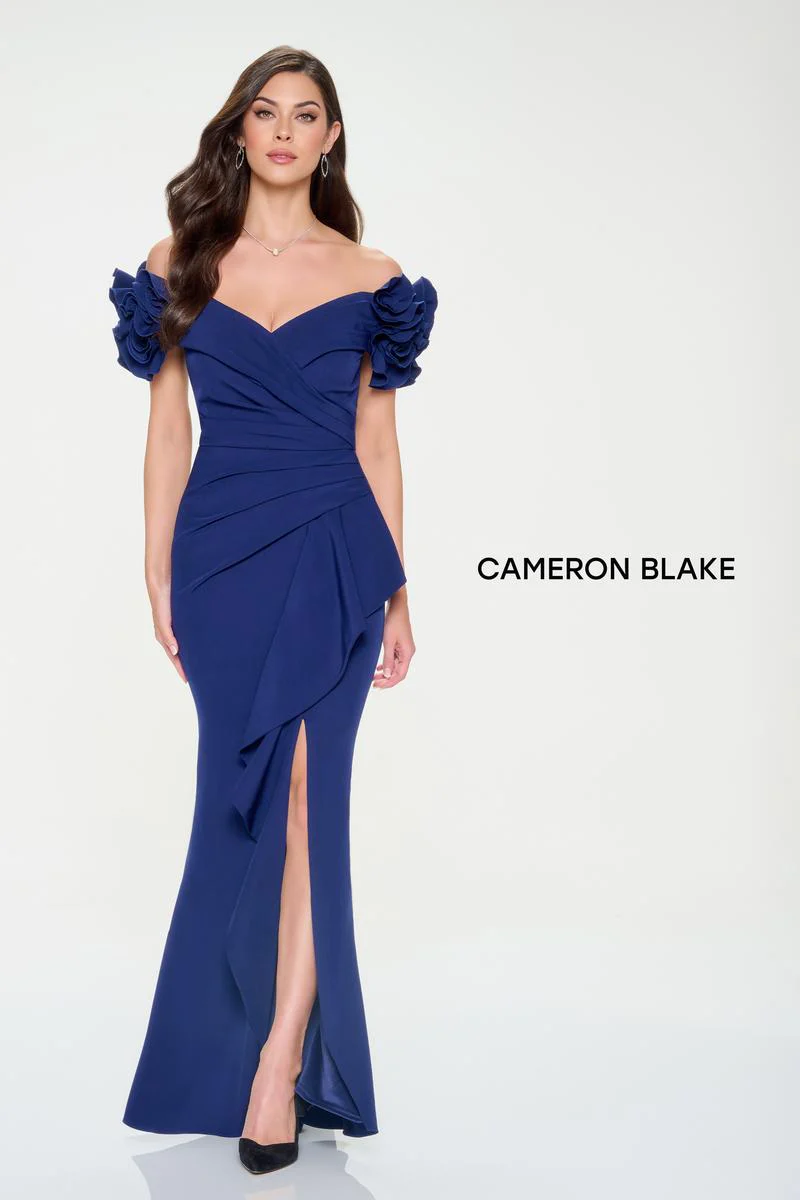 Cameron Blake Off Shoulder Ruffle Evening Dress CB209 - Image 3